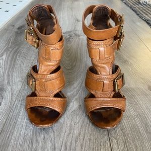 Burberry tan leather gladiator heel sandals